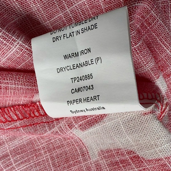 Paper Heart Anthropologie Resort Wear Red Linen Blend Wine Print Maxi Dress NWT - Picture 5 of 13